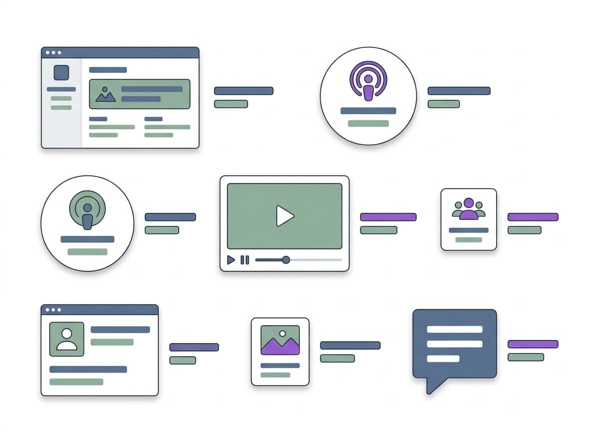 A wide map of channels — websites, podcasts, and communities — ranked by audience affinity
